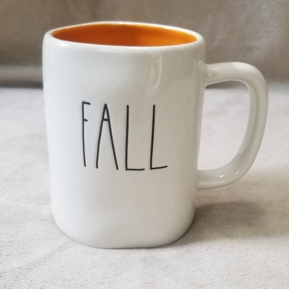 Rae Dunn Fall Y'all Double Sided Mug. Autumn. White with Orange Interior. NWT. - Picture 2 of 5